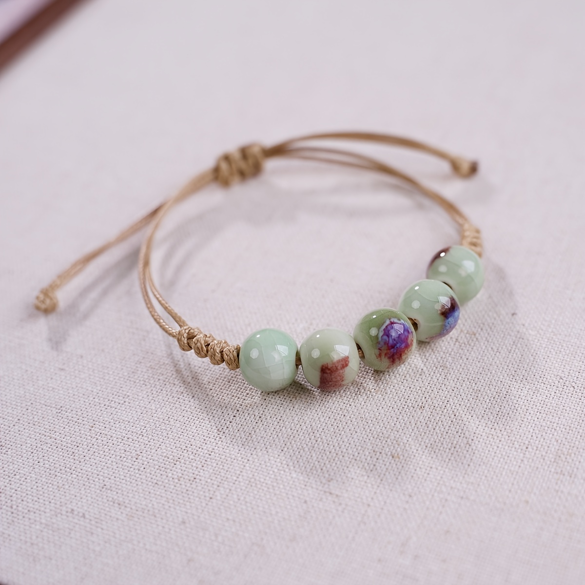 Chinese Ladies' Ceramic Bracelet - Ethnic Hand Woven Adjustable Length